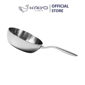 Chảo đúc inox sâu lòng 3 lớp đáy liền Tri-Ply Kaiyo size 20 24 26cm