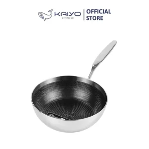Chảo inox sâu lòng chống dính hoa văn nổi Tri-Ply Kaiyo size 20 24 26cm