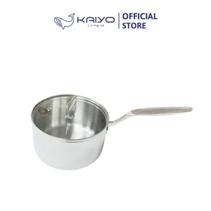 Quánh đúc Inox 3 lớp đáy liền Tri-Ply Kaiyo size 16 18cm có nắp kính