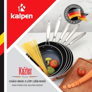 Chảo Chống Dính Inox 3 lớp Liền Khối Kalpen Kazler 20 24 26 28 30cm