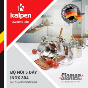 Bộ Nồi Inox 304 Cao Cấp 5 Đáy Kalpen Slamer SM1