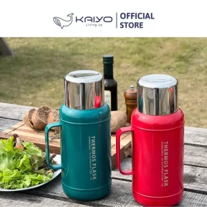 Phích giữ nhiệt inox 2 lớp Kaiyo dung tích 1,6 lít màu xanh cổ vịt, màu đỏ hồng kỳ